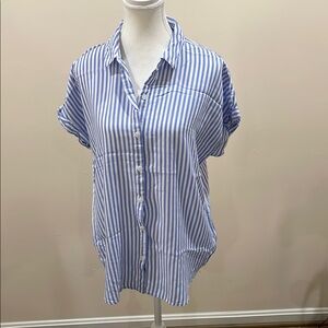 beachlunchlounge Blue and White Striped Button Down Shirt